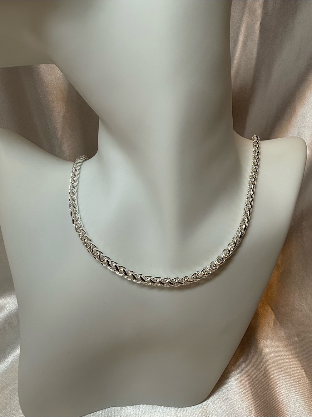 Silver 22” Woven Rope Chain Necklace Feminine Classic Chic Sparkling